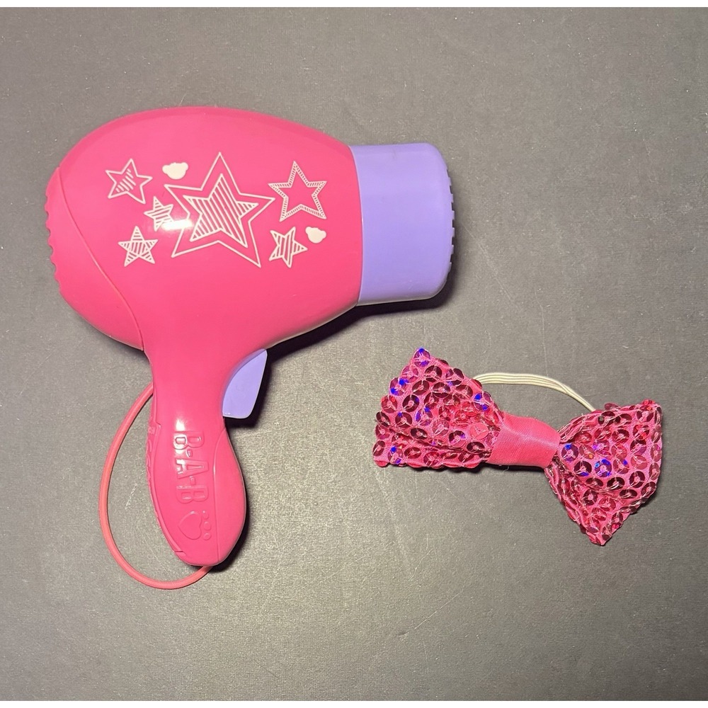 Build A Bear Pink Hairdryer For Stuffed Animal + Free Pink Sparkle Bow